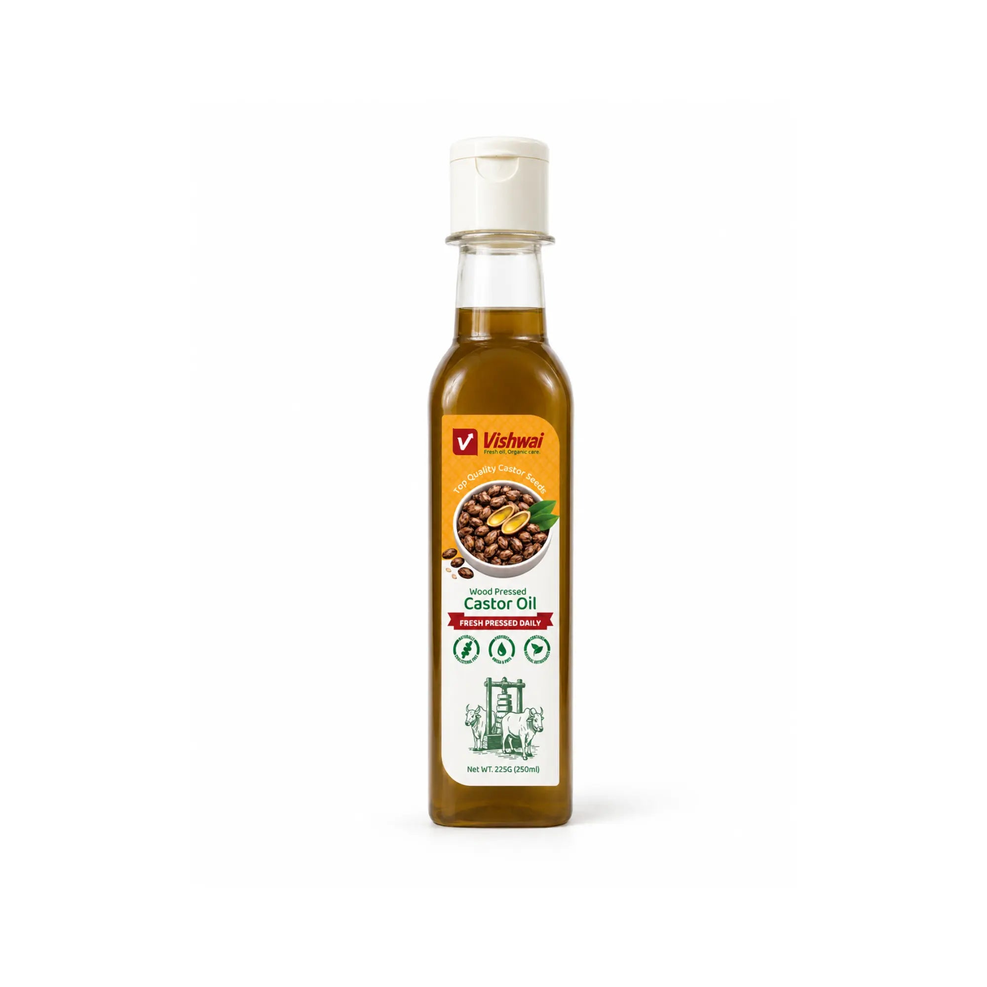 Vishwai wood pressed castor oil 250 ml bottle