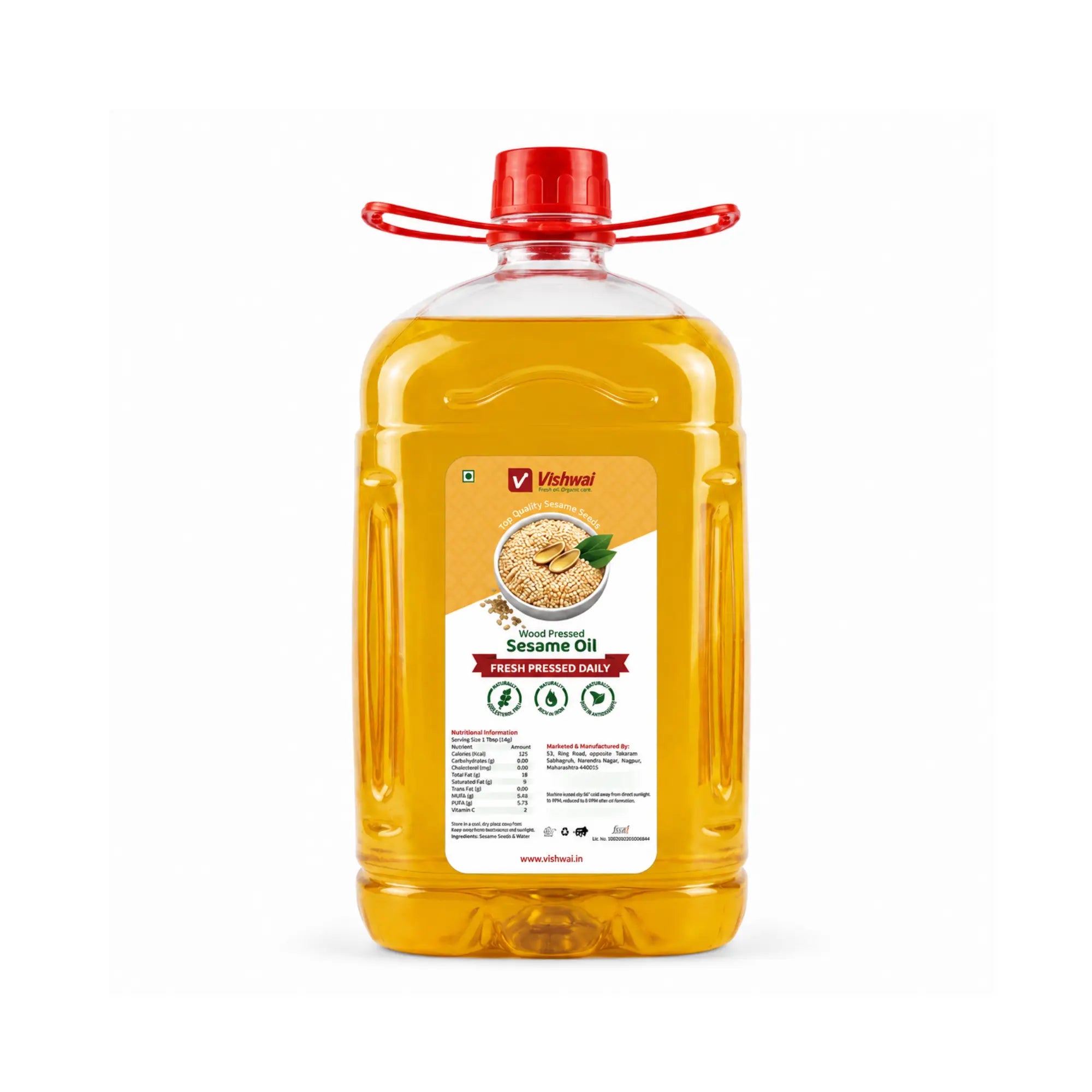 Vishwai 5L Wood Pressed Sesame Oil Lakdi Ghani Tel