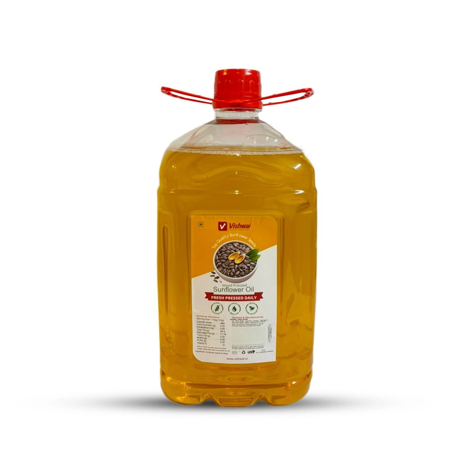 Vishwai 5L Wood Pressed Sunflower Oil Lakdi Ghani Tel
