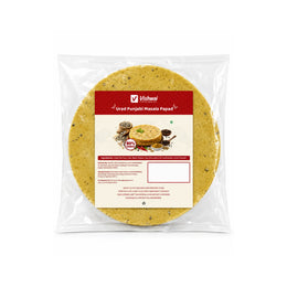 Front view of Vishwai Urad Punjabi Masala Papad 200 gm pack